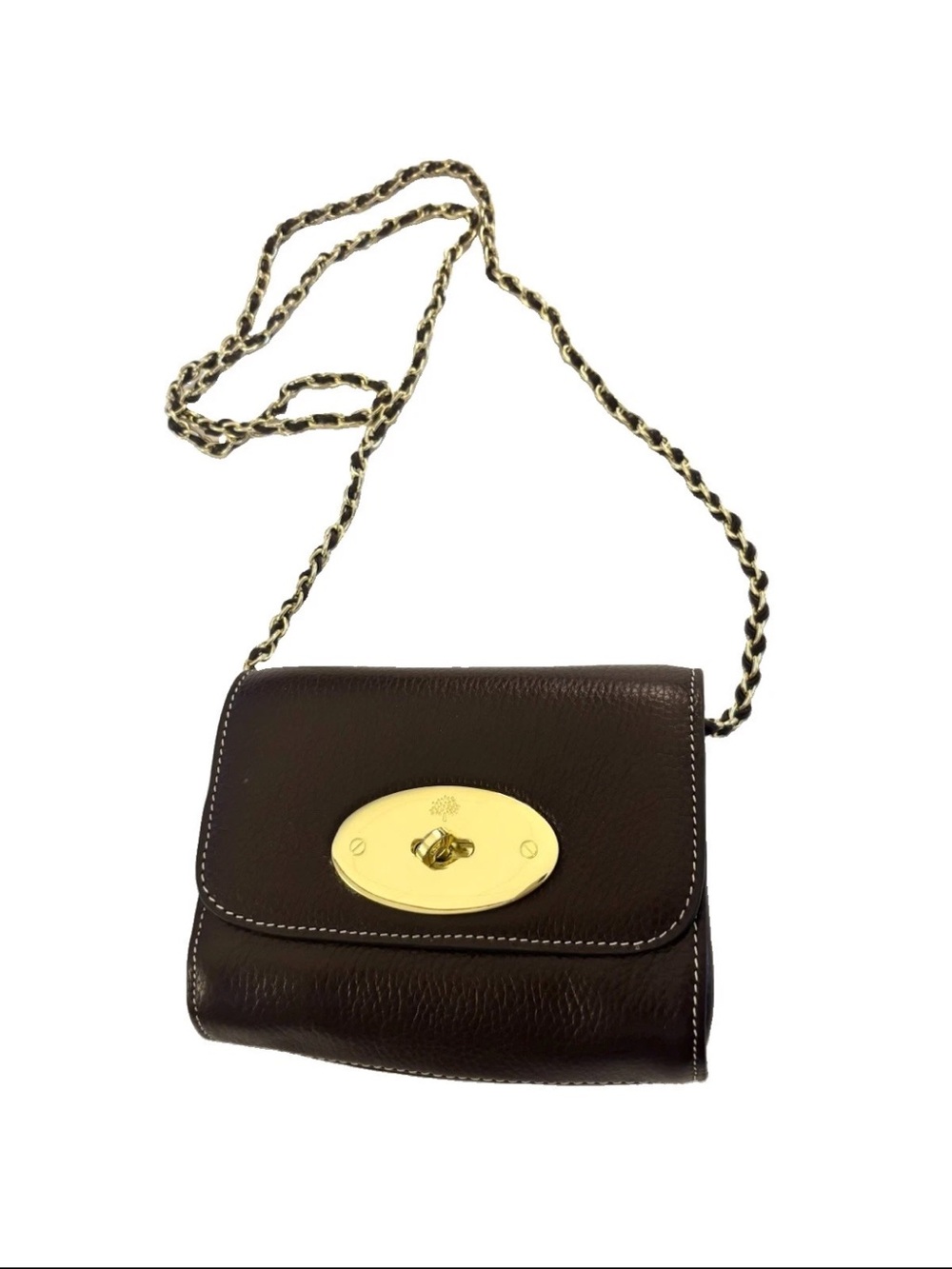 Mulberry Dark Brown Leather Crossbody with Gold-Tone Turnlock